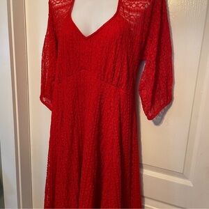 Torrid Sweetheart Red Lace Fit And Flare Stretchy Dress Size 2x